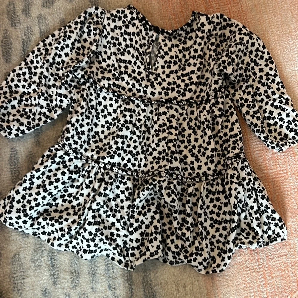 Zara Kids black and white floral dress 18-24 month